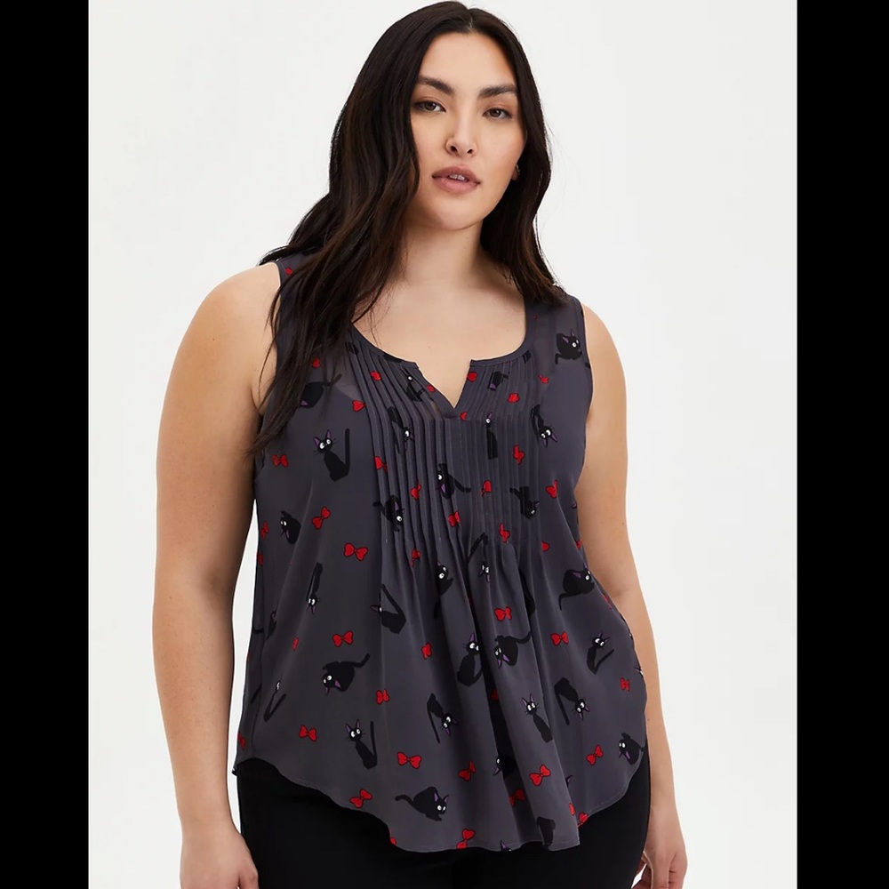 Torrid 3 (3X) Studio Ghibli Kikis Delivery Service Jiji Chiffon Tank Top Blouse